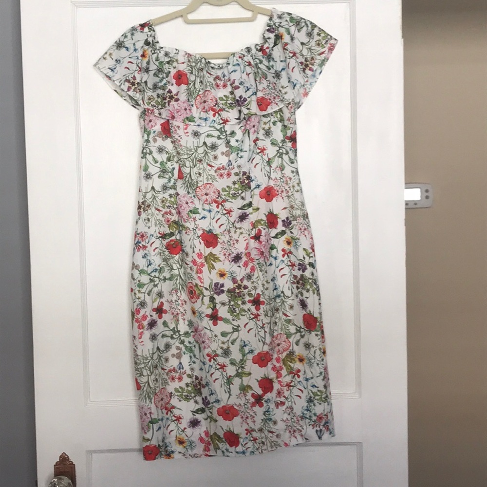 Adrianna Papell Bloom Floral Off Shoulder Dress